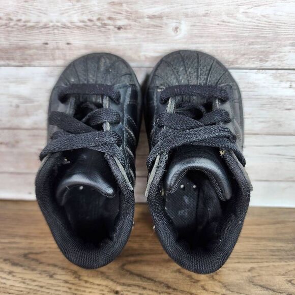 Adidas Originals Superstar 2 Shelltoe Triple Black Baby Toddler size 5c - Picture 4 of 8